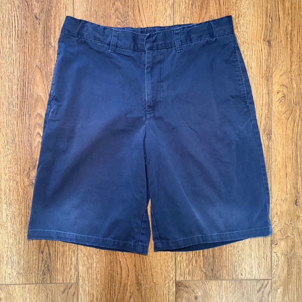 French Toast Boys Size 18 Husky  Navy Blue Chino School Uniform Shorts Baggy